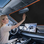 2026 New Portable Heat-Insulating Sun Visor, Car Windshield Sunshade, Summer Front Car Sun Visor for Shade, Fabric Material, Suitable for Travel & Camping, Compatible with Sedan, SUV & Truck Models, Sun Cover for Car Windshield