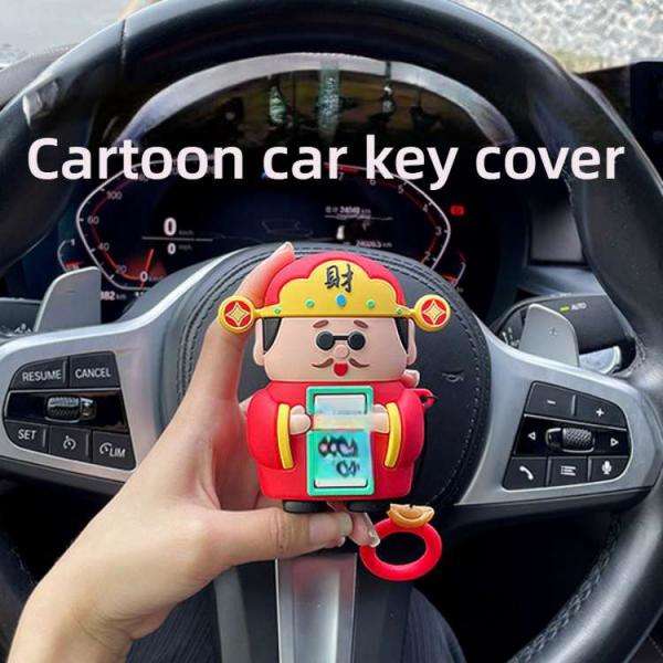 Cartoon God of Wealth Car Key Cover - Soft & Durable | Wholesale & Custom Logo