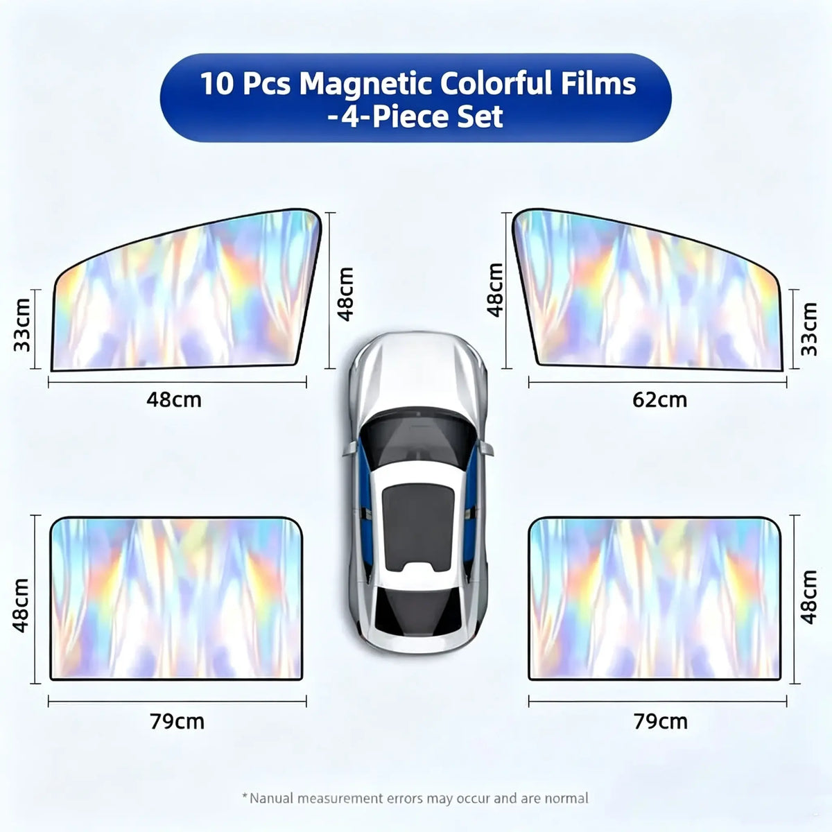 4 Piece Magnetic Car Side Window Sunshade, UV Protection, Universal Fit for All Cars, Privacy Curtain for Sleep Home Camping