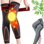 2-Pack Full-Length Striped Thermal Leg Compression Sleeves - Knee Supporter