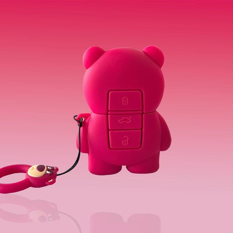 Cute Strawberry Bear Car Key Cover - Soft & Protective | Wholesale & Custom