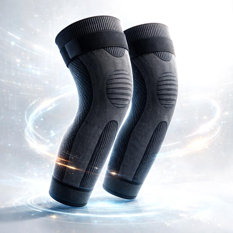 2-Pack Full-Length Striped Thermal Leg Compression Sleeves - Knee Supporter